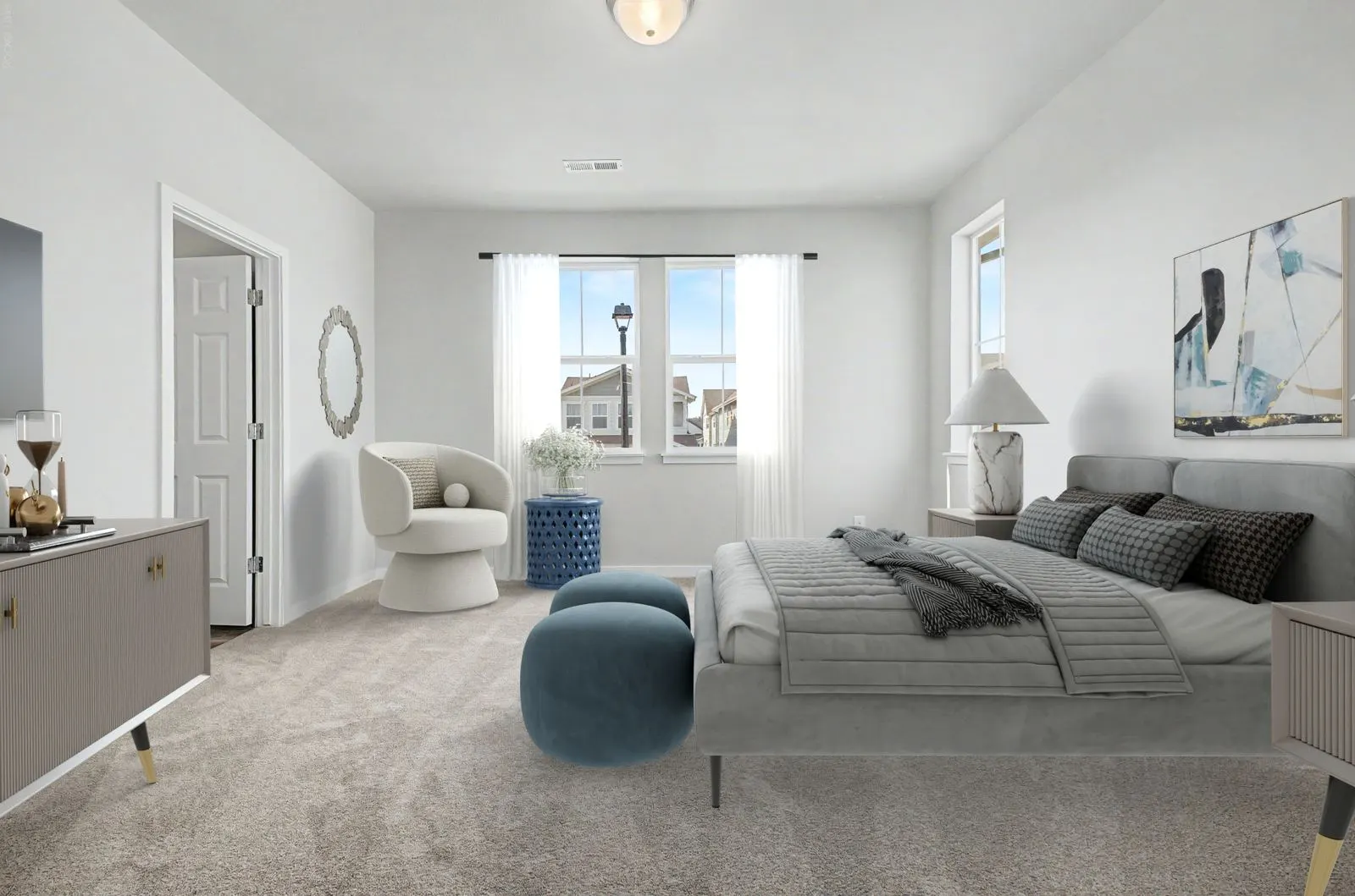 Living room with sofa and large windows at 2773 E. 103rd Ave in Arras Park, Thornton, Colorado